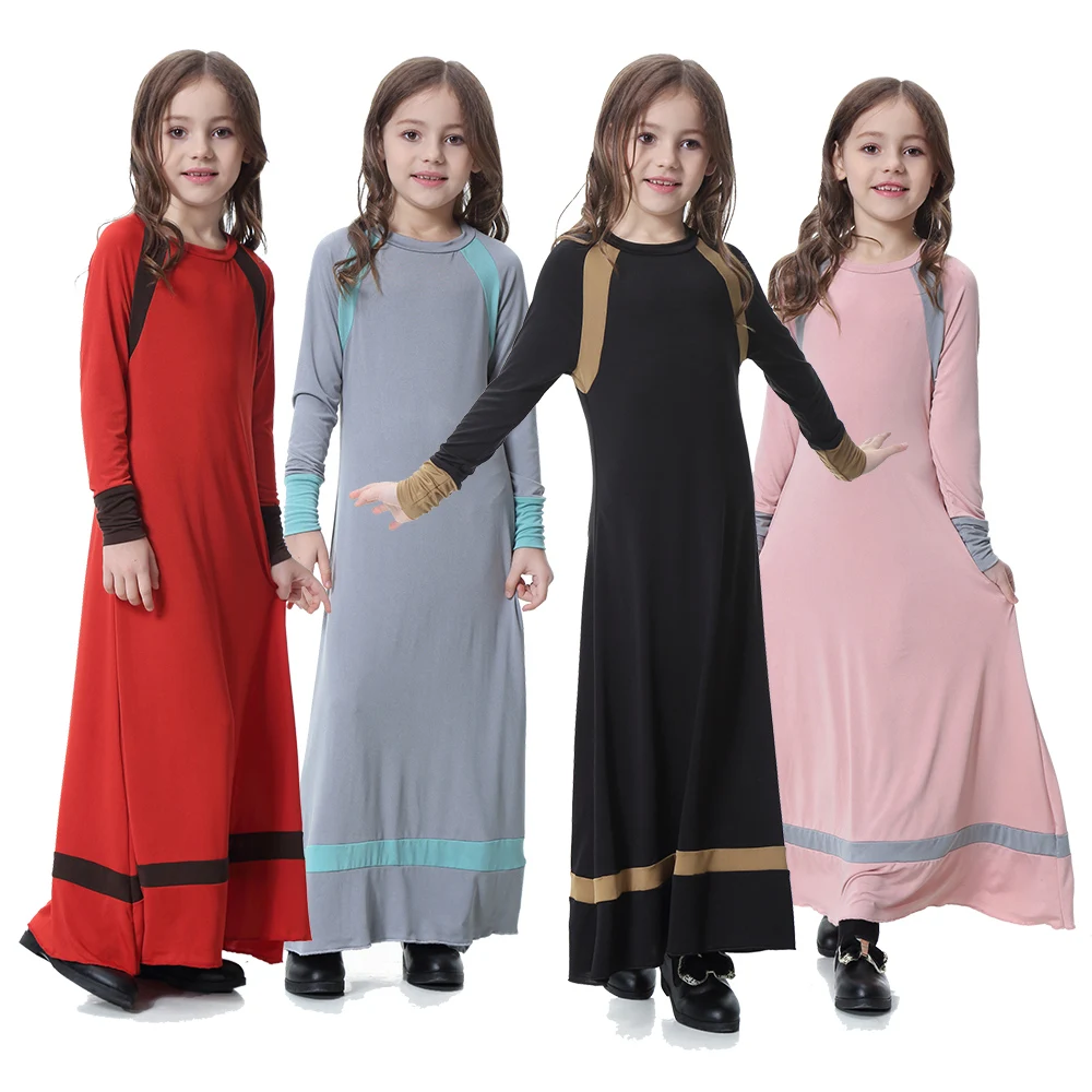 Детское Мусульманское Платье Макси с Длинным рукавом Для Девочек, Арабский Кафтан, Исламский Халат на Рамадан в Турции, Праздничный Халат Для Молитвы, Детский Джилбаб, Вечеринка в Дубае, Одежда
